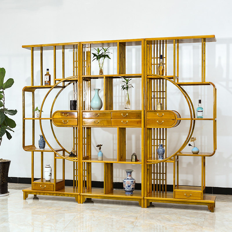 红木家具金丝楠木展示架中式实木隔断古董茶叶客厅多宝格