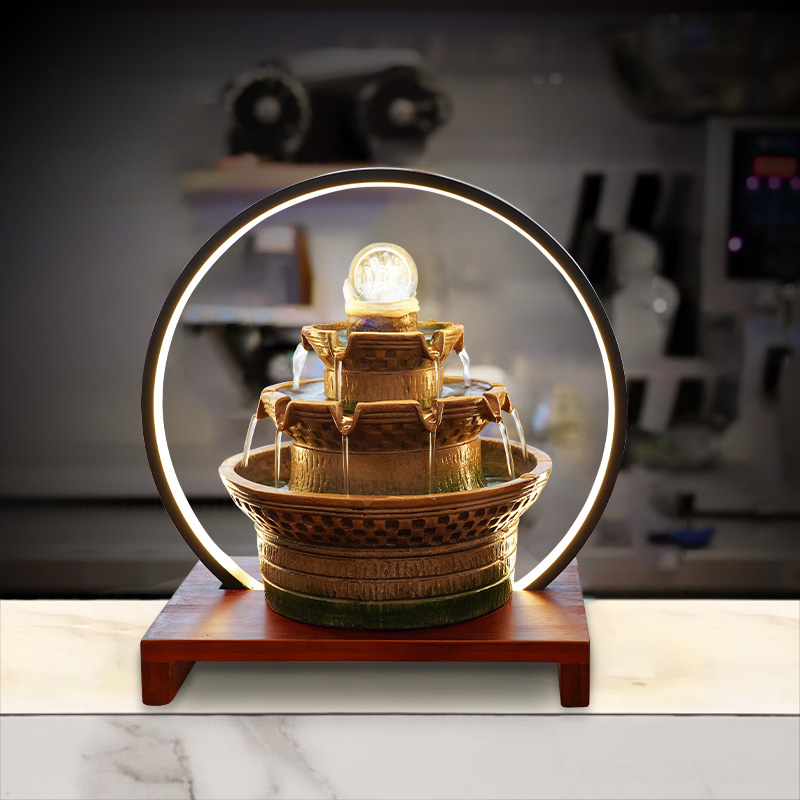 风水水轮招财室内内转运球办公室桌面小型循环摆件