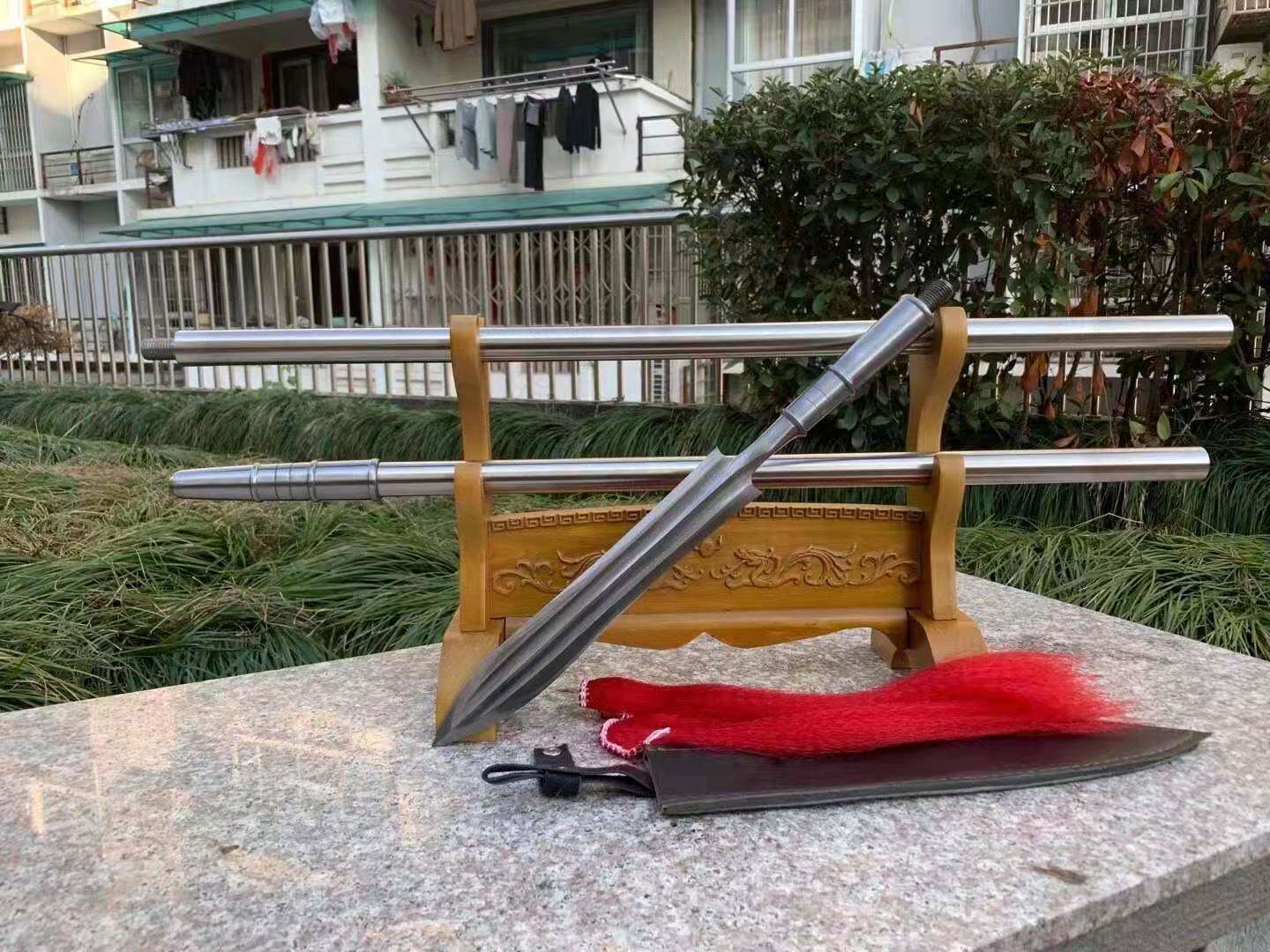 龙泉市花纹赵云霸王枪红缨枪头宝刀剑兵器武术长枪刀剑