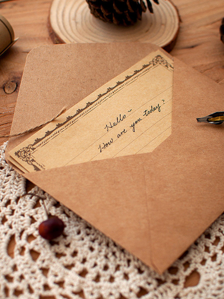 简约复古牛皮纸信纸信封套装ins情书信纸