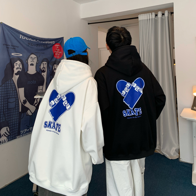 情侣装春秋季ins超火2022新款roora炸街慵懒风学生宽松卫衣男外套