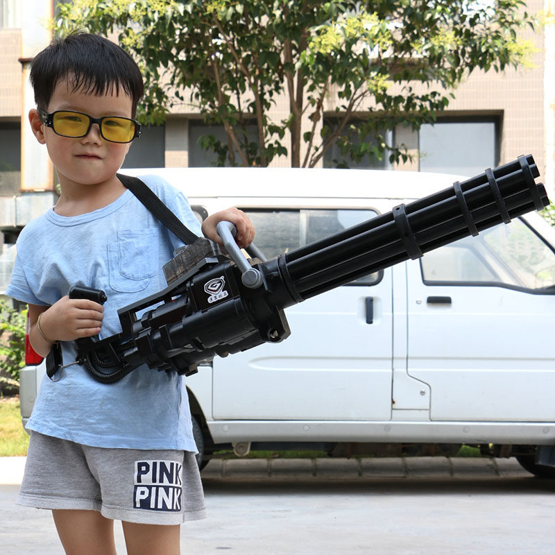 玩具枪加特林机枪电动连发水弹枪旋转加特林吸水晶弹发射子弹