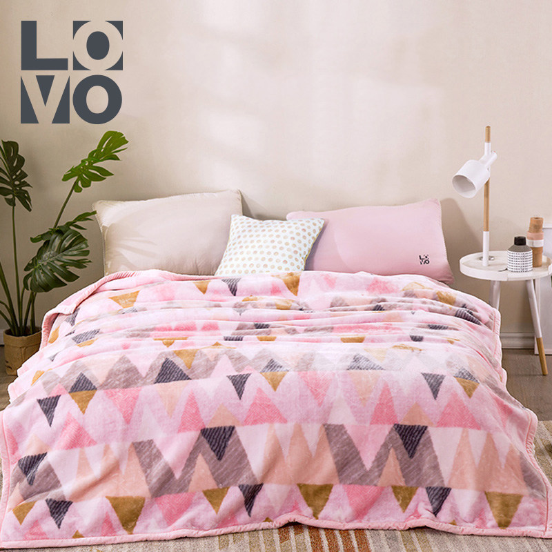 lovo乐蜗罗莱家纺罗莱加厚双层拉舍尔毛毯铺床小毯子双人床单冬季