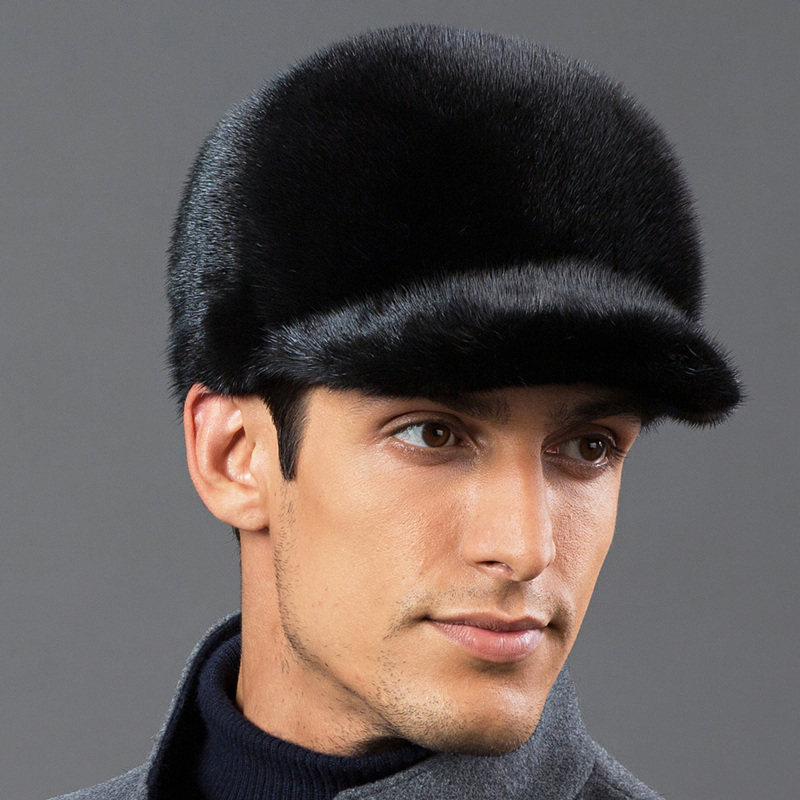 晨瑶水貂貂皮帽子男士冬季保暖皮草棒球帽时尚帽子