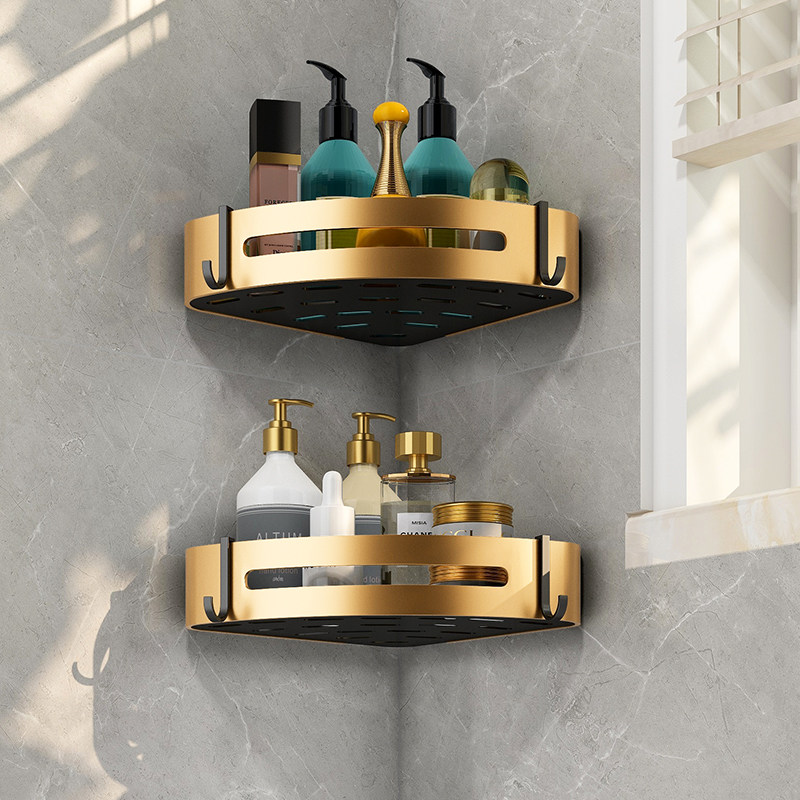 卫生间置物架三角架打孔太空浴室转角浴巾壁龛厕所卫浴置物架