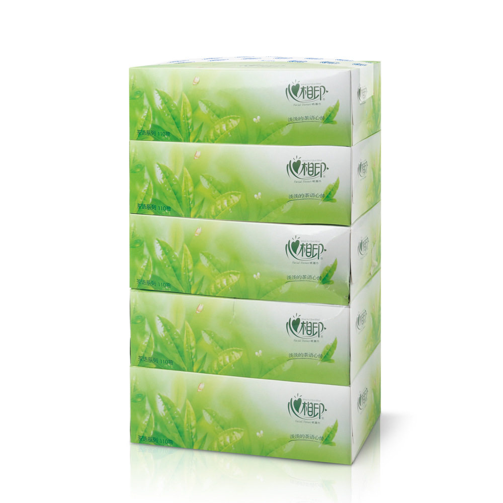 心相印盒装抽纸5盒餐巾纸家用心心相印抽取商务原生抽纸