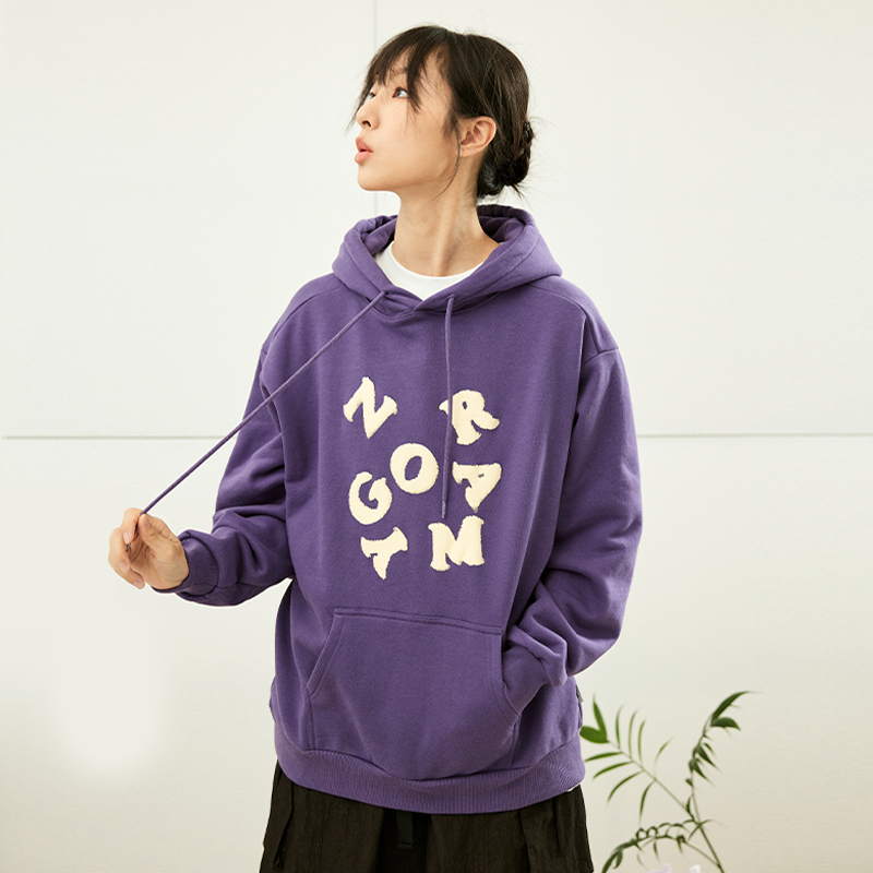 NGOARMY nory国潮发泡印花卫衣情侣加绒宽松连帽简约日系百搭休闲