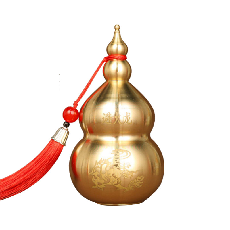 火龙瓶子厨房西北角瓶黄碎石辟火纯铜葫芦五方装饰摆件