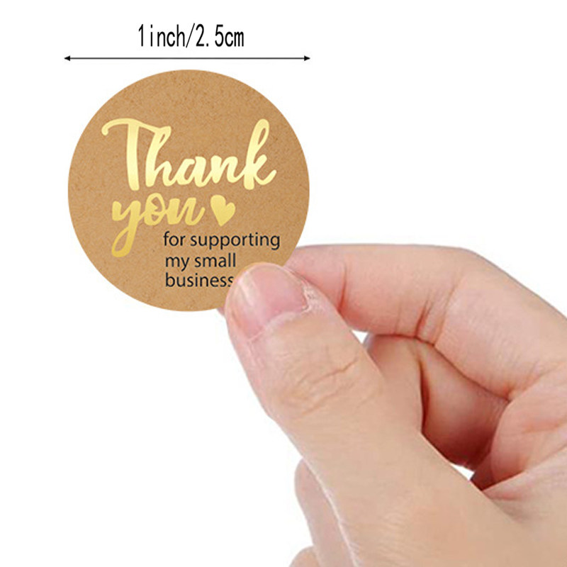 500张牛皮纸烫金感谢贴纸厘米礼品封口商务包装贴纸