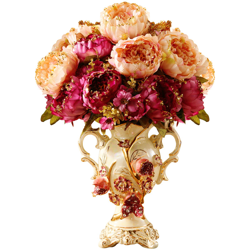 花瓶奢华欧式陶瓷装饰摆件客厅复古电视柜桌面花瓶