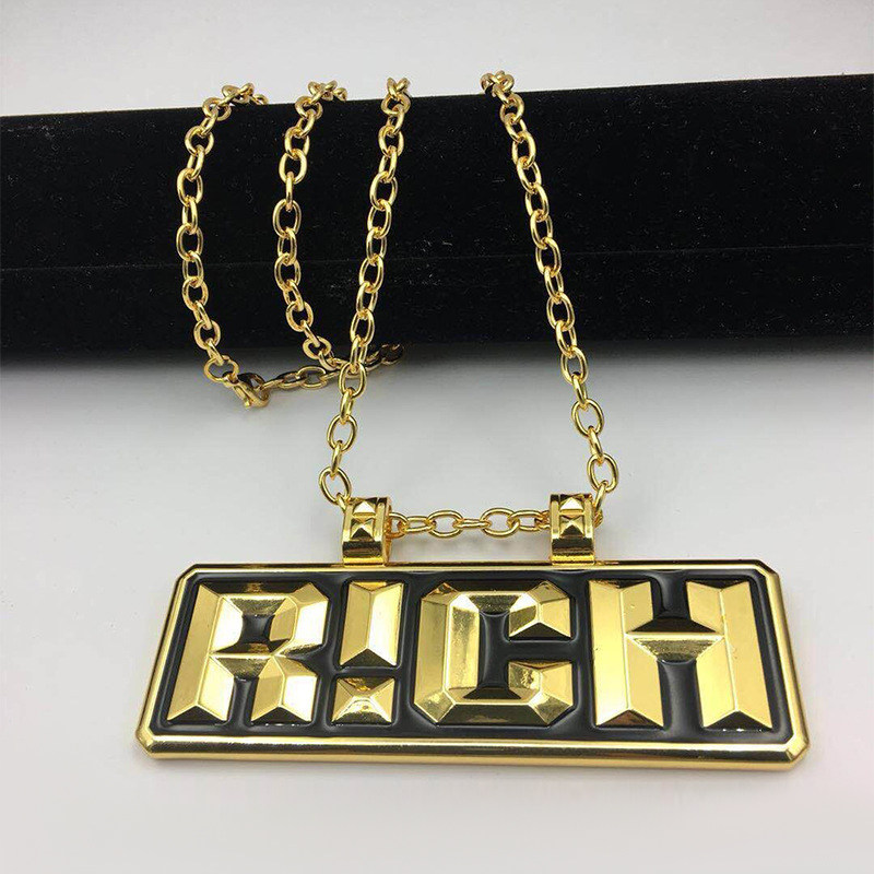 中国国新说唱嘻哈rapper同款rich项链现货金色项链