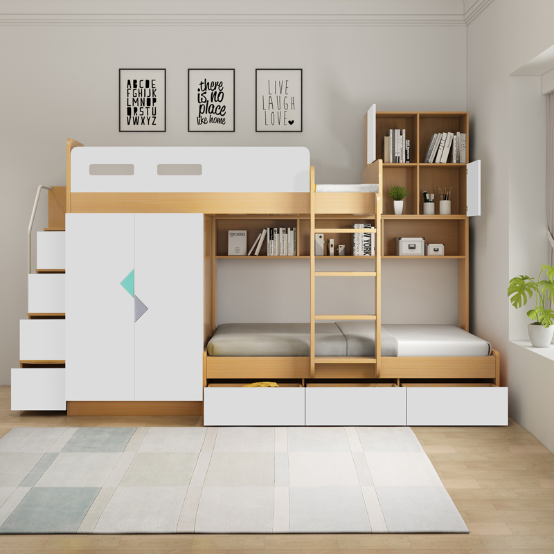 安兰图户型榻榻米高低双层床上上下床衣柜组合床儿高低