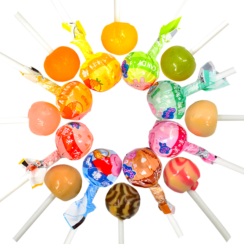 小猪佩奇球形棒棒糖80支混合合水果味牛奶味儿儿童糖果