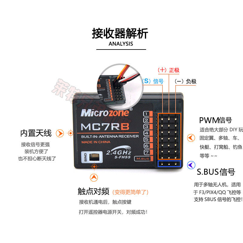 mc6c6a6b升级版6通道24g航模遥控器接收机固定遥控飞机零配件