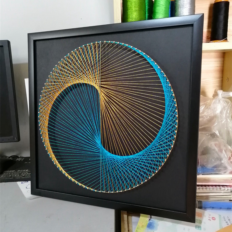 几何图形 钉子绕线画diy材料包 毛线缠绕画手工装 饰纱线弦丝礼物