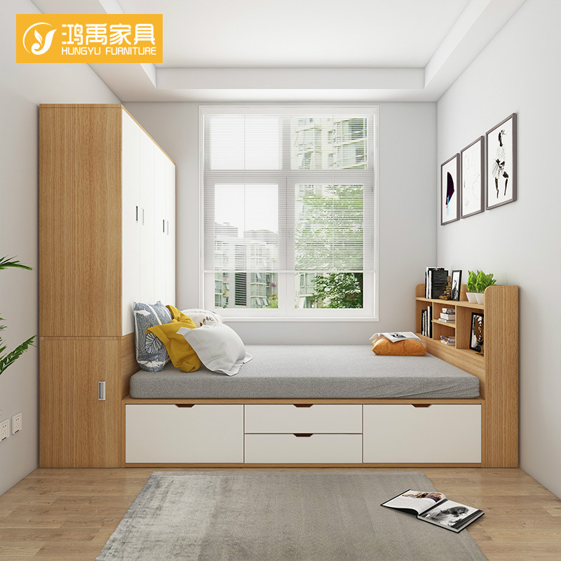 衣柜小户户型榻榻米组合储物多功能床柜一体踏踏板式床