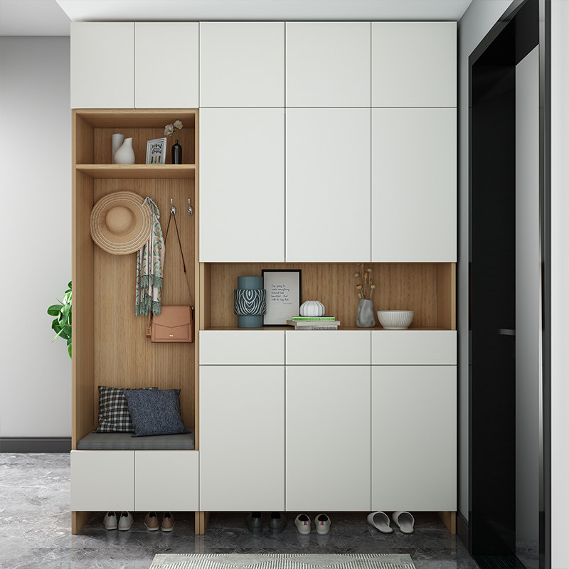 定制入户鞋柜衣架一体家用门口储物门厅现代简约鞋柜