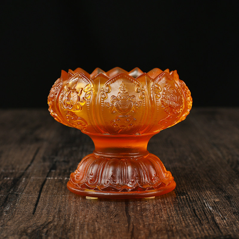 莲花琉璃酥油烛台油灯灯台灯座七彩多色可选烛台