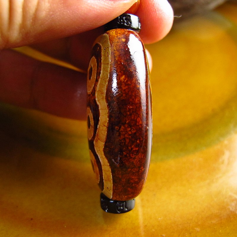 相石缘龙鳞老皮6眼天珠吊坠男女项链龙纹玛瑙项坠