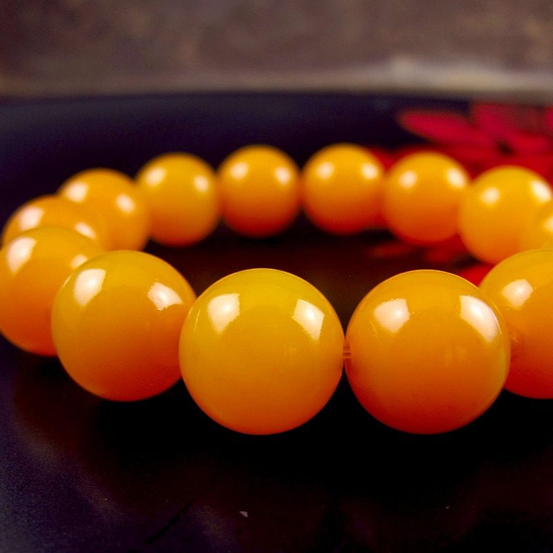 相石蜜蜡16mm男士手链黄玉颜色手串男手链