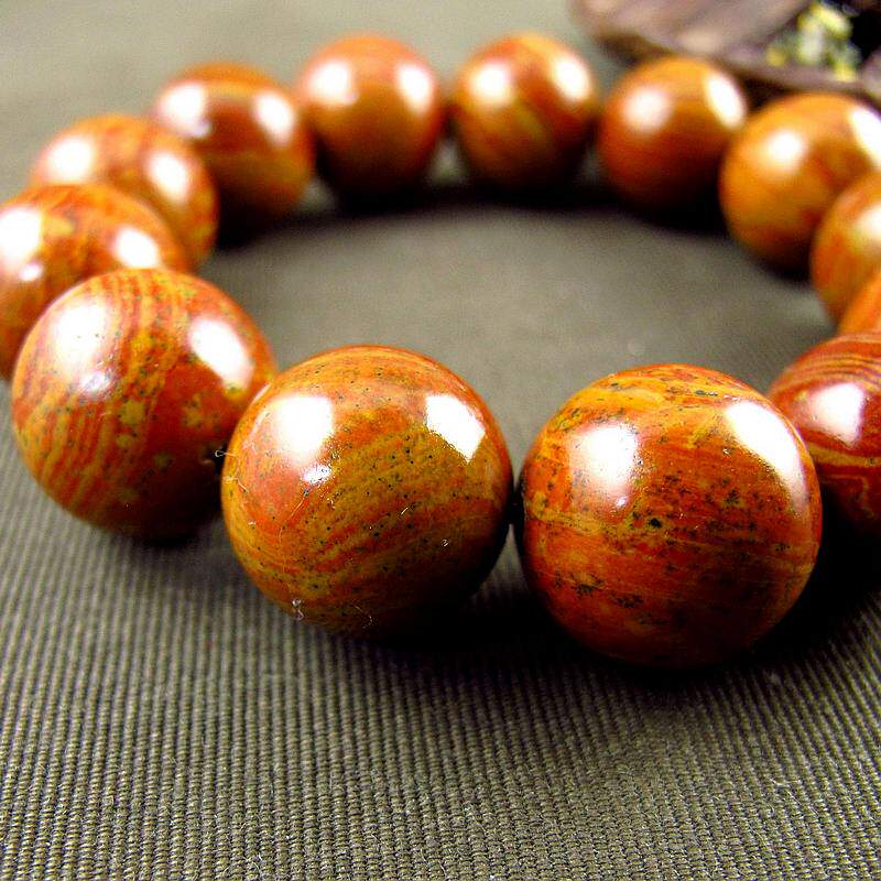 相石缘玄黄泗滨砭石手串男18mm天然泗水红砭石手链男士手链