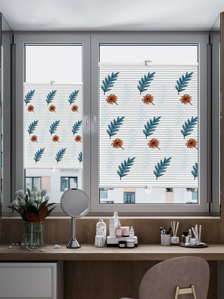 恒基新款印花内开窗帘内倒窗蜂巢帘卷帘百叶帘免安装书厨房卫生间