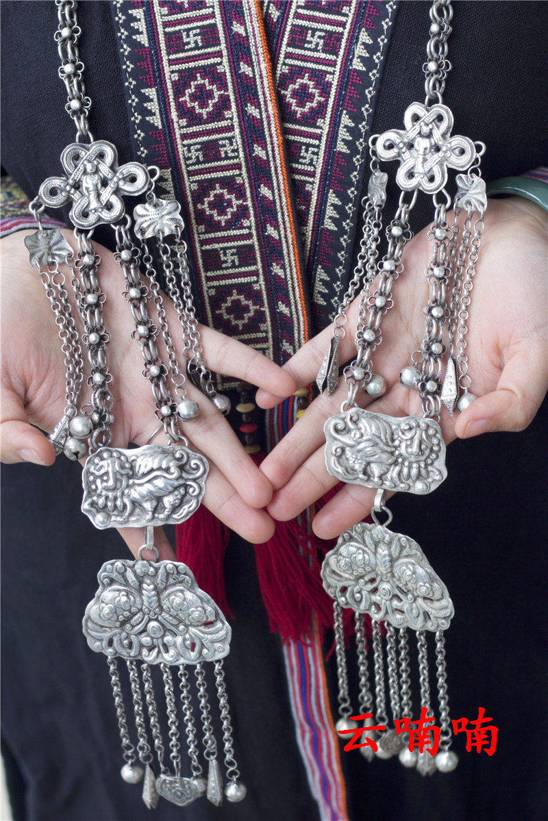 贵州民族复古苗银长款项链毛衣多用途项链
