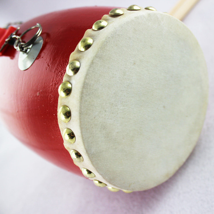 幼儿腰鼓12cm儿童木质腰鼓小学生小腰鼓幼儿园腰鼓牛皮鼓表演乐器