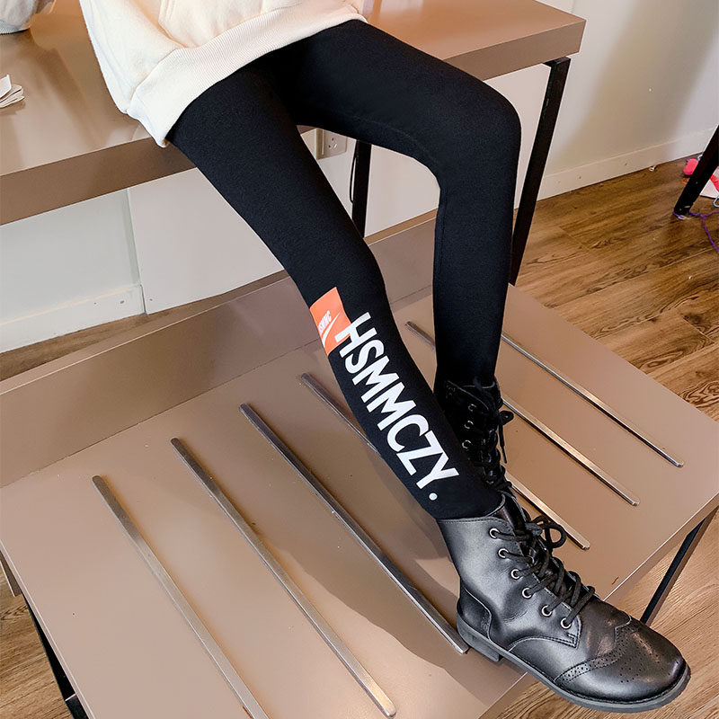 女童外穿裤子长裤洋气儿童中大秋冬加绒网红裤子