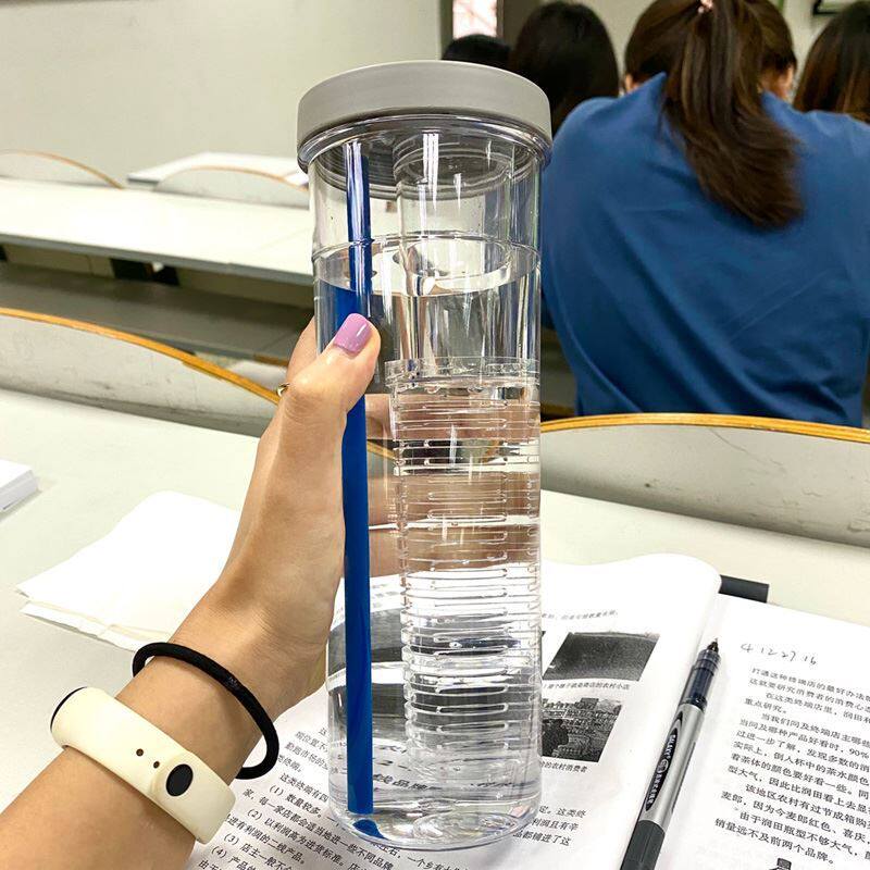 干湿分离水杯杯子学生教室老师专用女生喝水吸管杯