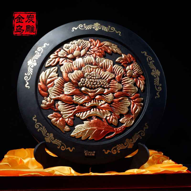 金乌炭雕富贵芙蓉活性炭工艺品酒柜装饰品摆件乔迁礼物摆件