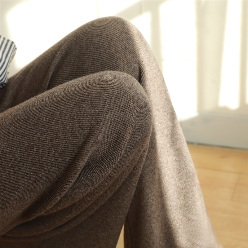 羊绒针织阔腿裤女高腰垂感宽松显瘦拖地休闲百搭秋冬直筒羊毛裤