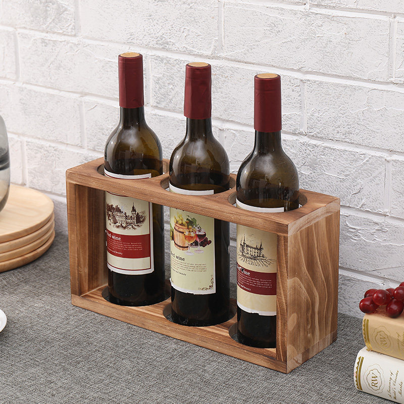 创意松木红酒架可叠加平放圆孔酒插储酒酒柜家用葡萄酒架酒瓶架子