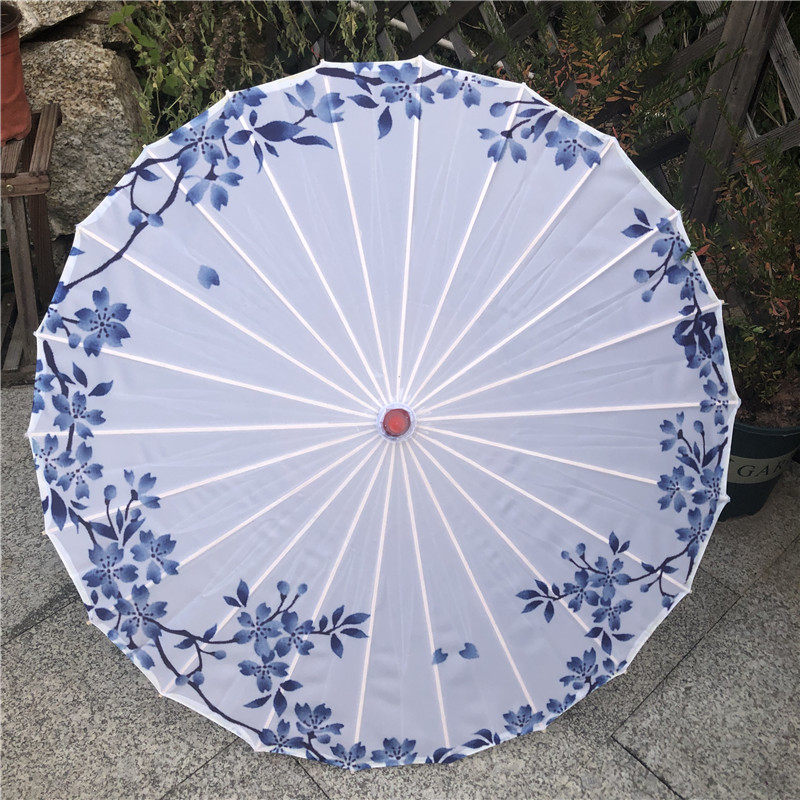 青花瓷油纸纸伞手工传统吊顶装饰旗袍秀走演出工艺伞