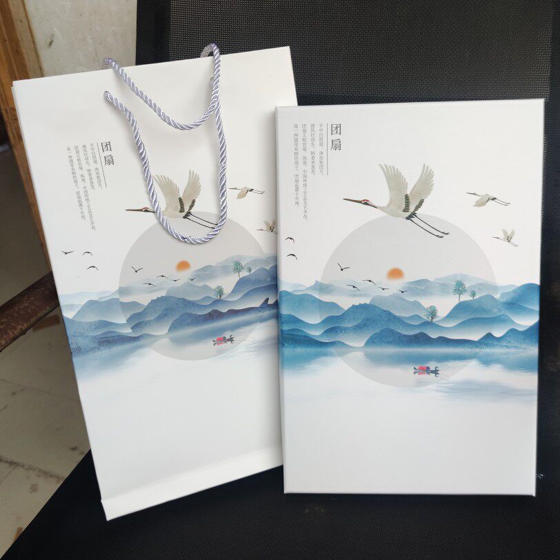 团扇礼盒套装中国古风宫扇扇盒子手提袋礼品礼品包装扇子