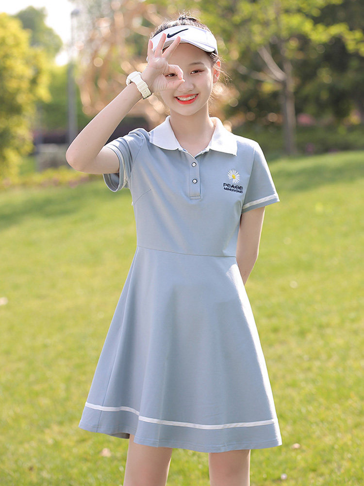学生生女连衣裙高中女生夏装运动polo学院风韩版初中连衣裙