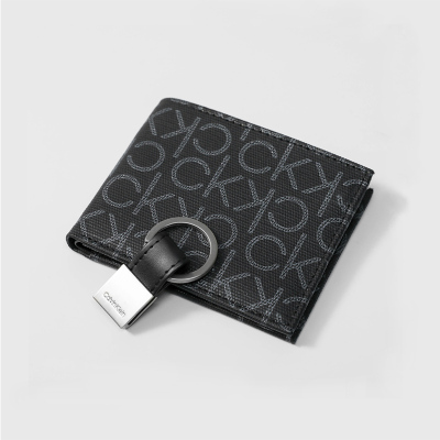 美国calvinklein钱包男士短款零钱包商务折叠ck证件包横款皮夹男