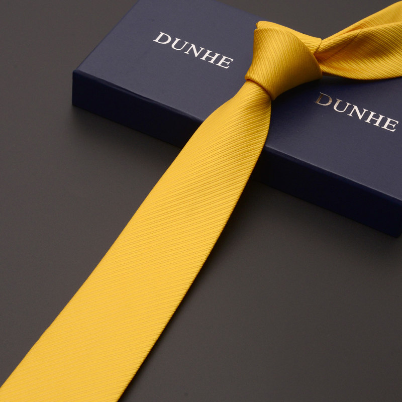 顿河纯色纳米男士新郎结婚商务正装领带休闲工作8cm金黄色斜纹盒