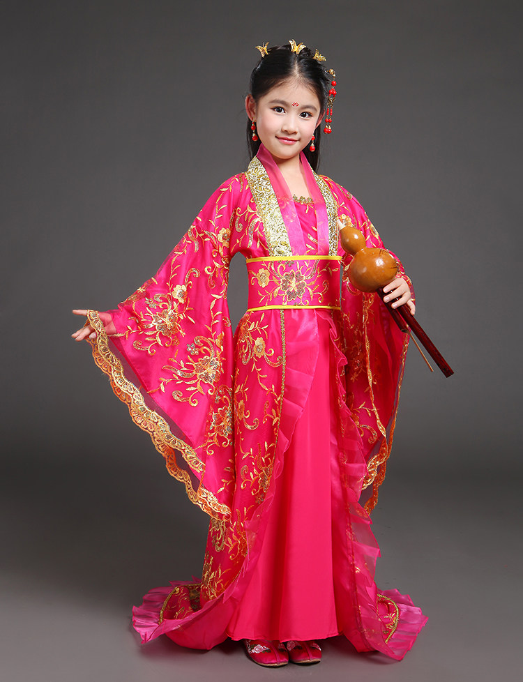 儿童古装仙女小姐服装拖尾唐朝古代贵妃公主上衣