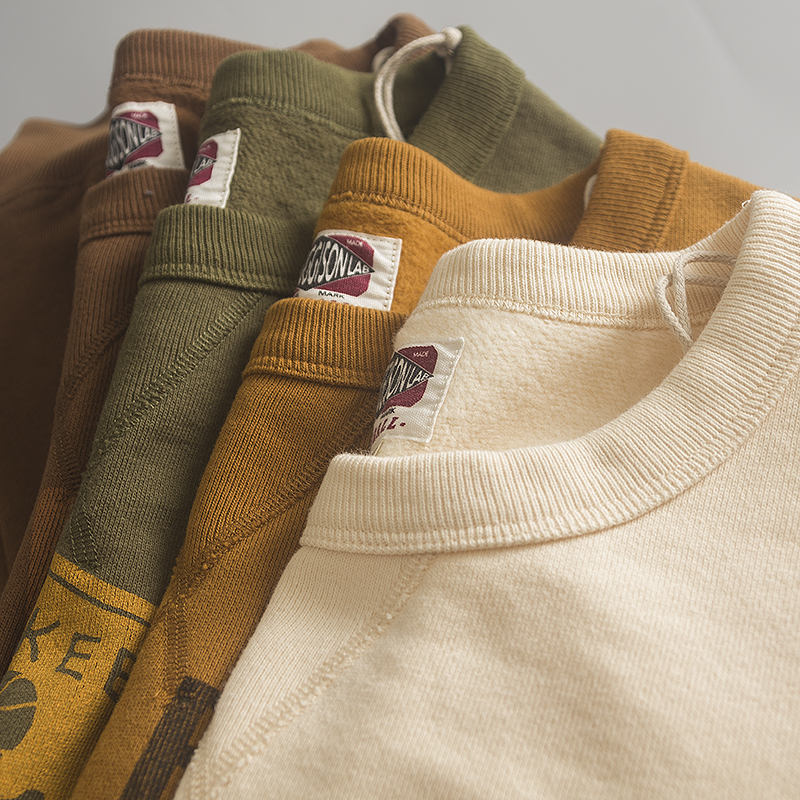 炸弹啊500多克重磅加绒卫衣 春季加厚美式咔叽复古军事印花套头衫