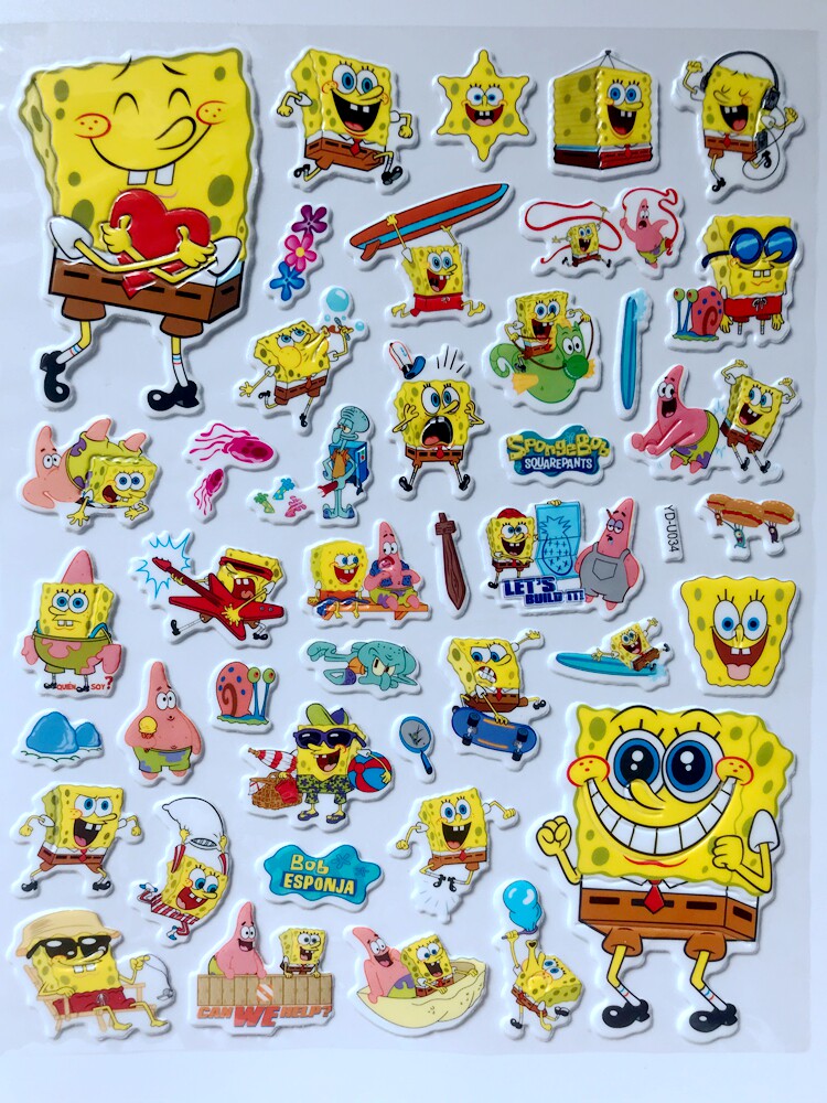 海绵宝宝鲍勃派大星搞笑卡通儿童贴纸幼儿园小孩玩耍贴纸