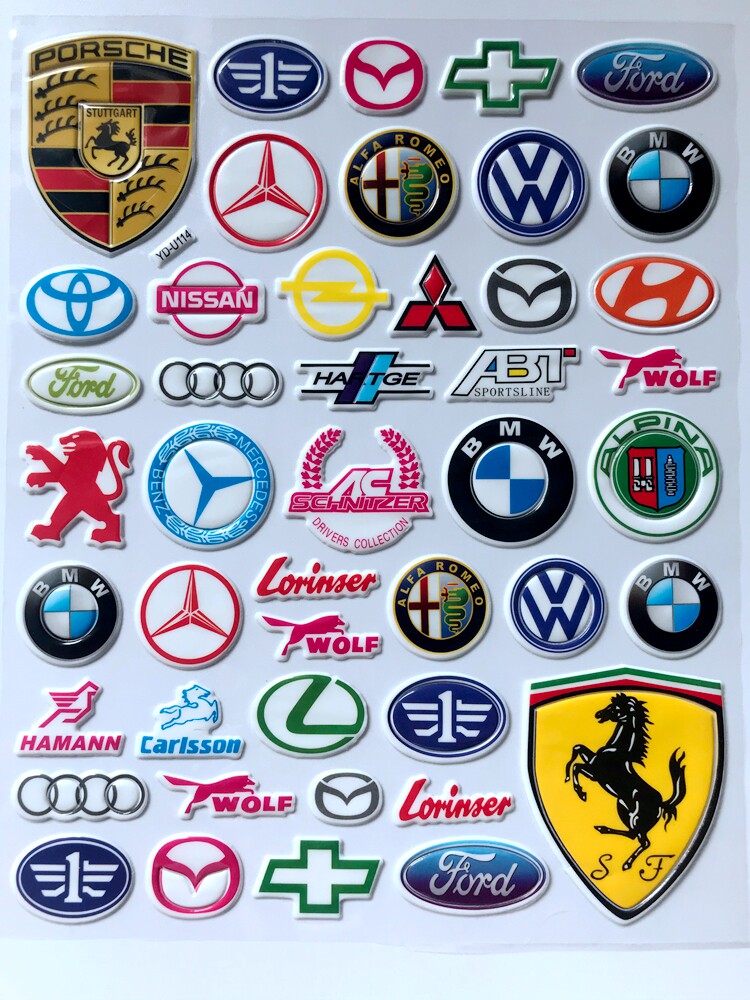 世界名车汽车标志贴纸宝马奔驰各种品牌车标立体大贴画学习认识