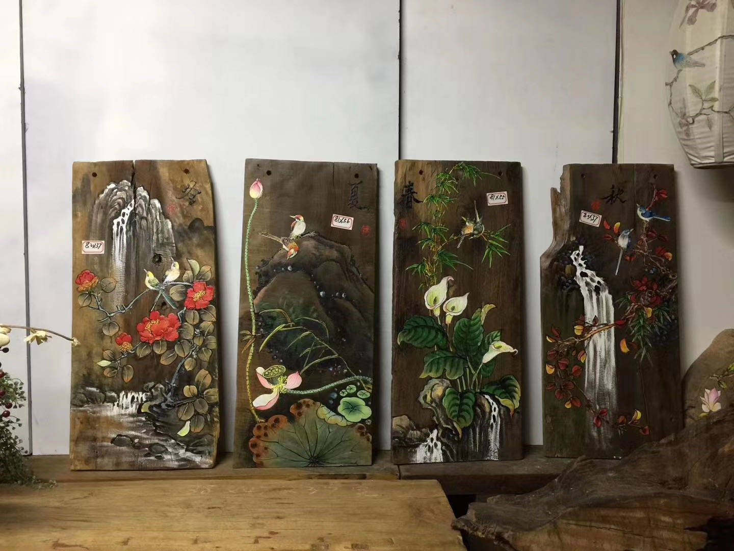 木板画板画风化手绘漆画木头挂画老榆木门樟木现代装饰画