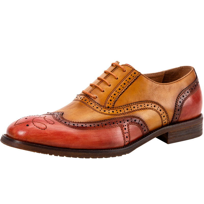 弓长梦男鞋商务正装牛津鞋男休闲皮鞋英伦布洛克雕花时尚新郎婚鞋-弓