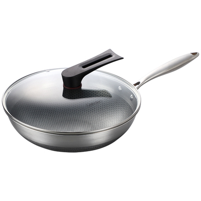 戴德316l不锈钢炒锅平底不粘锅家用燃气灶适用电磁炉专用炒菜锅