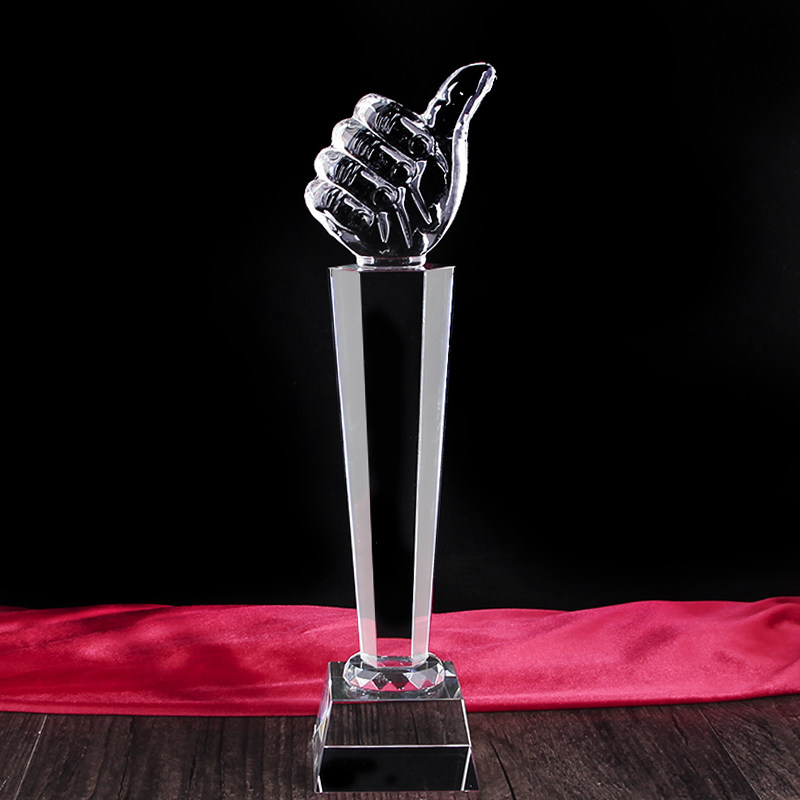水晶奖杯奖牌年终颁奖刻字高档比赛通用大拇指奖杯