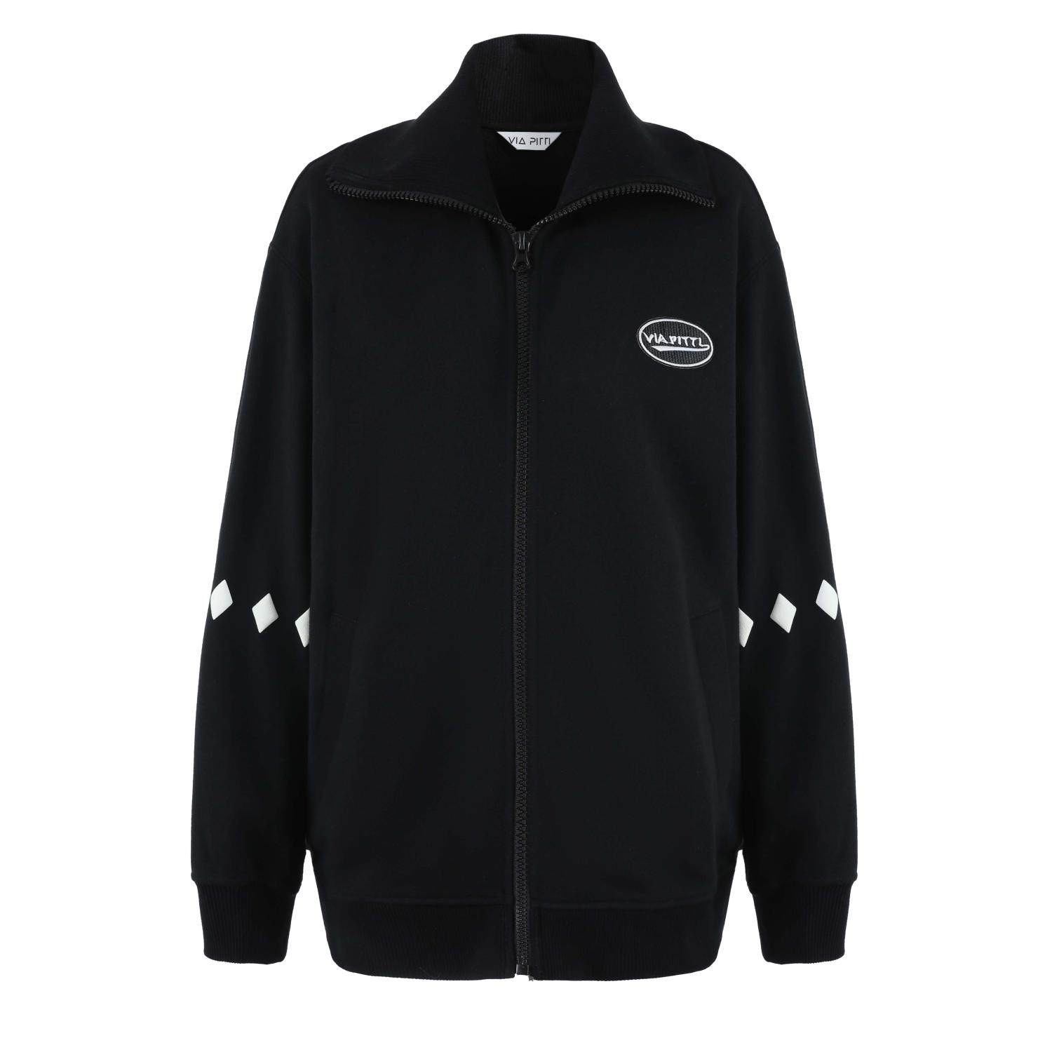 mom买手viapitti秋款高领简约宽松棋盘格外套短外套