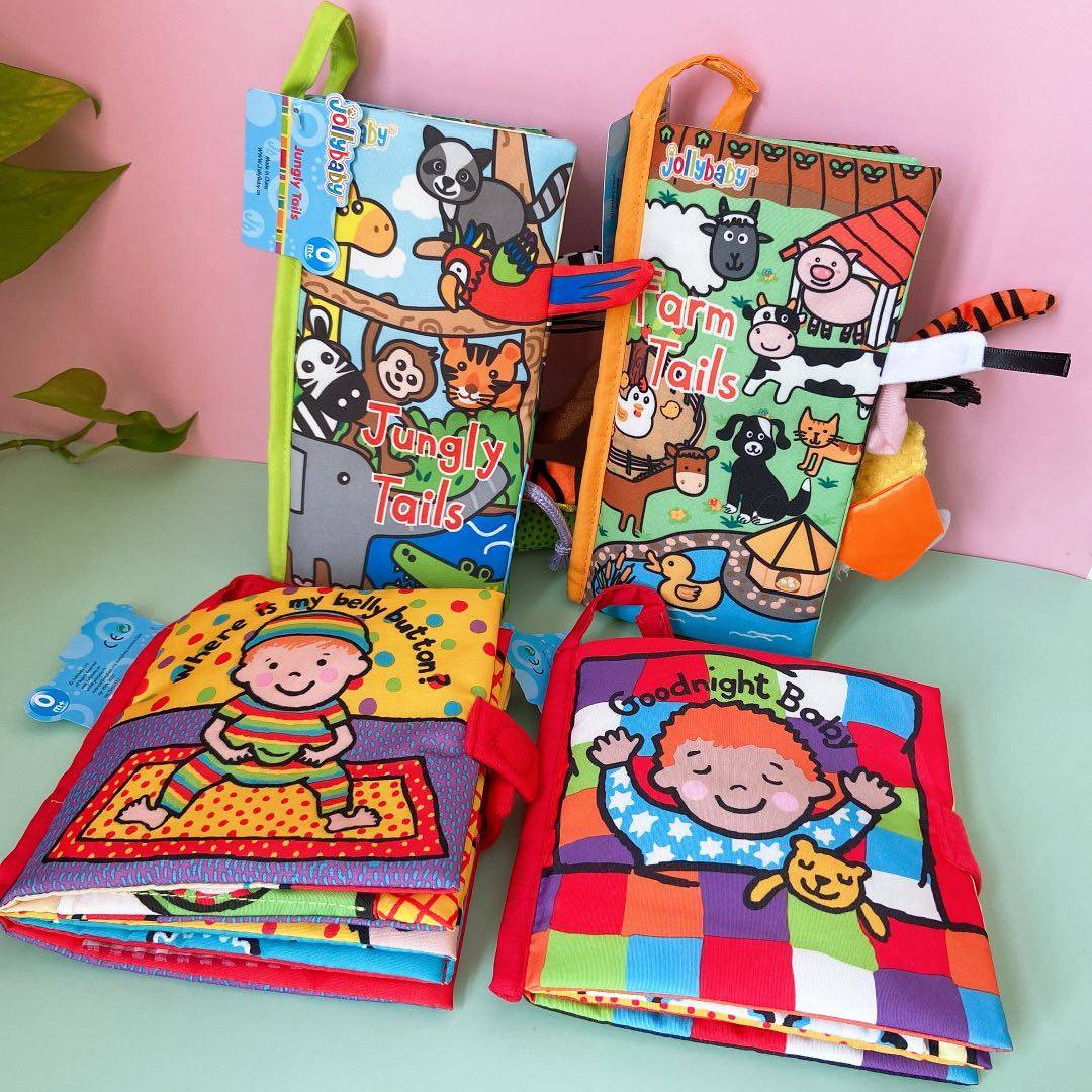 jollybaby婴儿宝宝立体布书布艺不烂可啃尾巴早教宝宝布书