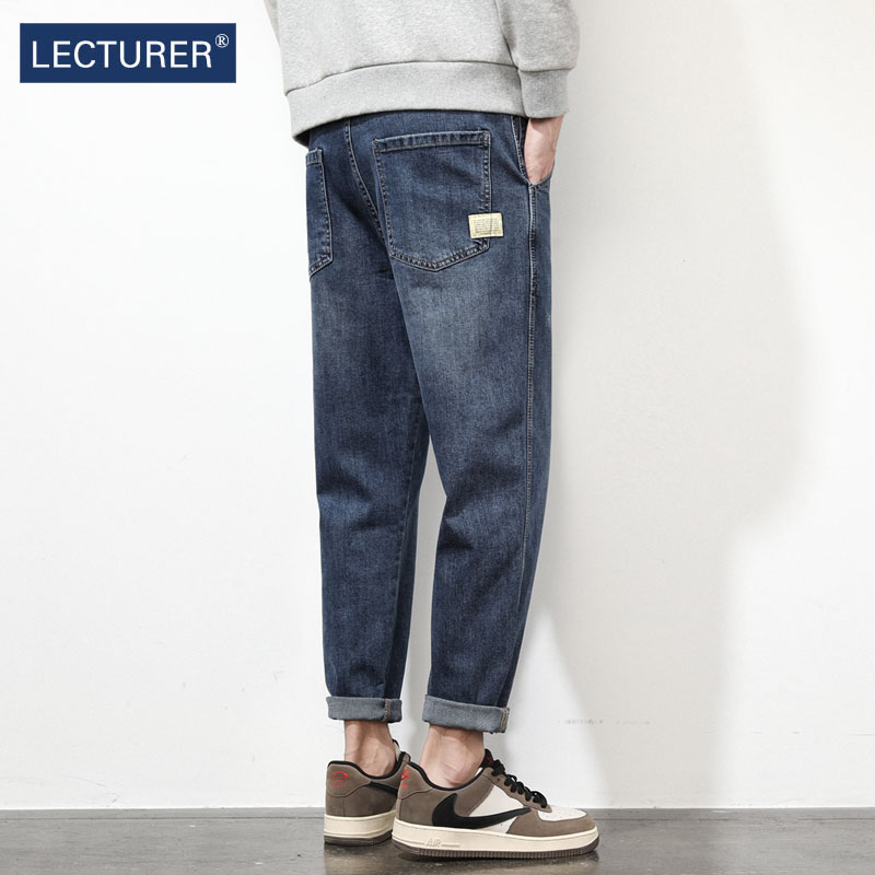 夏季薄款牛仔裤男士宽松直筒九分裤美式潮牌弹力春秋休闲长裤子男