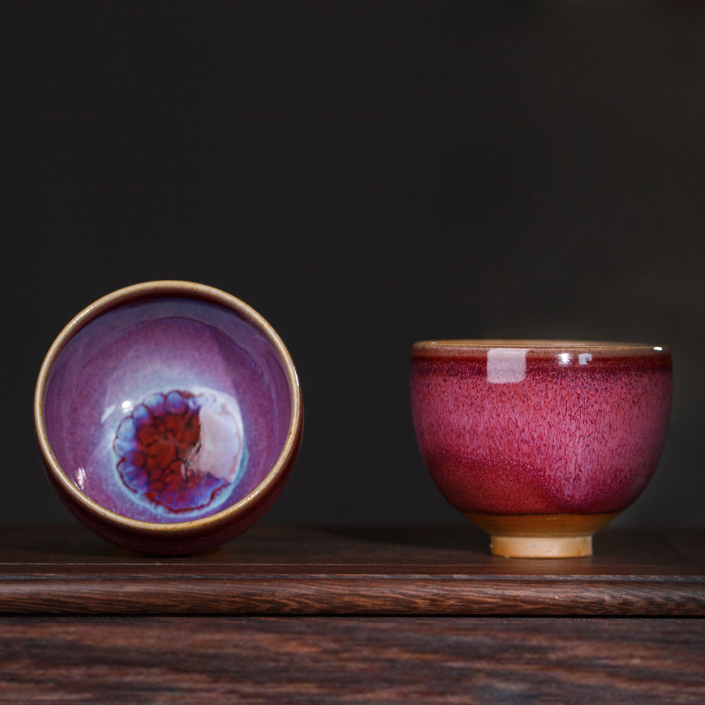 钧窑高温窑变钧花釉品茗主人杯钧瓷女士单个功夫茶杯高档陶瓷茶盏